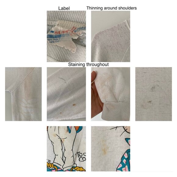 80s vintage COOL CAT graphic thrashed distressed faded cotton pullover sweater - Picture 10 of 10